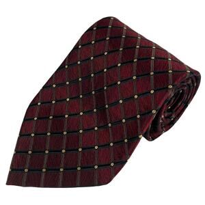Dani Moda Maschile Burgundy Black Gold Diamond Design Neck Tie